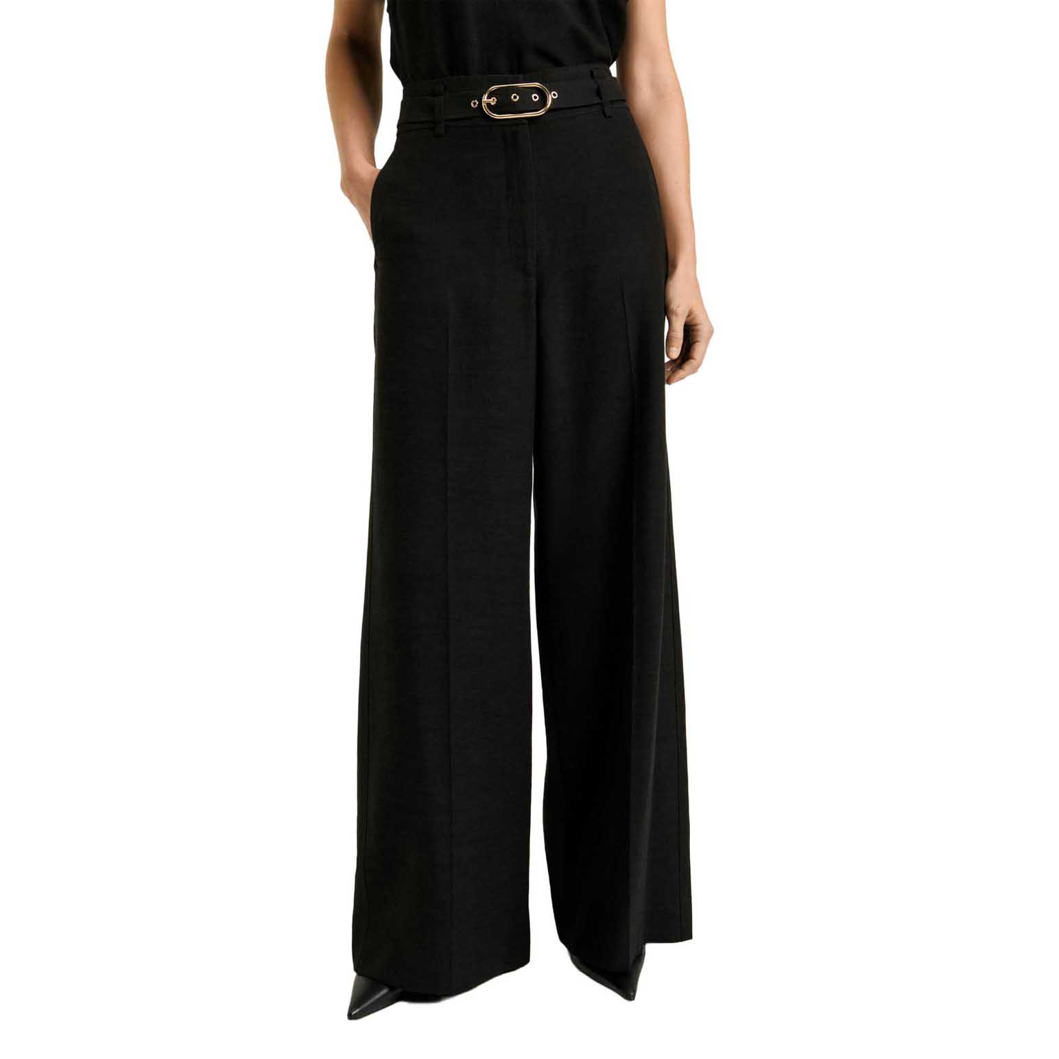 Veronika Maine Satin Back Faille Belted Tuxedo Stripe Pant